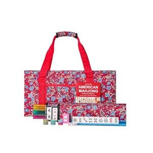 Jongyance American Mahjong Set with Red Paisley Bag, 166 White Tiles